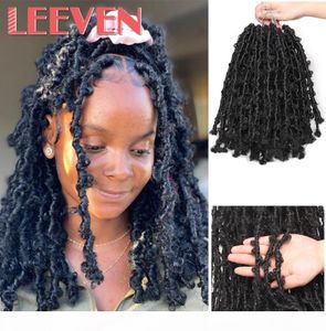 Leeven 12inch 24inch Sıkıntılı Kelebek Locs Tığ işi Bob Faux Locs Tığ Örgüsü Saç Siyah Dağınık Yumuşak Locs Q1123762667