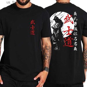 Erkek Tişörtleri Japonya Samurai Ruh Tişörtleri Erkekler İçin Japon Stil Geri Baskı Gevşek Büyük Boy Erkekler Giyim Üstleri T-Shirt Bushido Erkek Hediyeler T240314