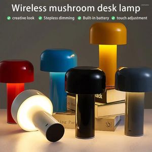 Настольные лампы, итальянский дизайнерский грибной светильник, ночник, портативный беспроводной сенсорный перезаряжаемый декор, USB прикроватный рабочий стол