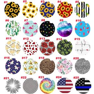 Customized Ceramic Mats Absorbent Car Coasters Stone Crafts Cupholder for Women Men Sunflower USA Flag etc 25 Colors ZZ