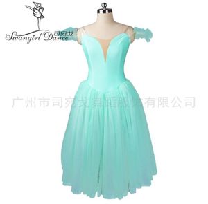 Romantisches Mädchen-Pfirsich-grünes Feen-Ballett-Tutu-Kleid für Erwachsene, professionelles Ballerina-Bühnenkleid mit 6-lagigem weichem Tüll BT95832556