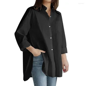 Camicette da donna Primavera Taglie forti Camicia casual da donna 8XL 7XL 6XL Moda Tinta unita Manica lunga Risvolto irregolare