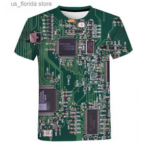 Herr t-shirts 3D tryckt kretskort grafik t-shirt för män sommar casual t-shirt casual elektronisk chip kreativa t skjortor kvinnor gym toppar y240321