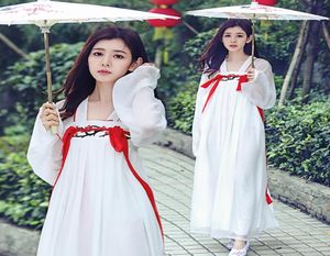 Costume tradizionale cinese bianco Hanfu da donna, abbigliamento da ballo principessa per ragazze, vestito della dinastia Tang, abiti antichi cinesi8439332