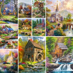 Number Landscape Cartoon House DIY Paint By Numbers Package Oil Paints 40*50 Picture By Numbers Photo Home Decor For Children Handiwork
