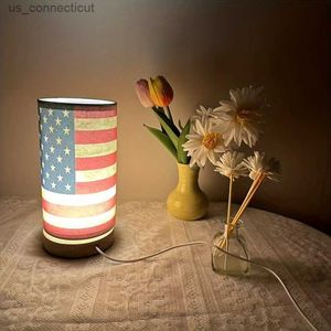 Lampade da tavolo 1pc Lampada da comodino in tessuto bandiera americana - Protezione per gli occhi della luce calda per il desktop per la camera da letto