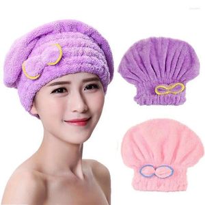 Towel Women Hair Drying Hat Soft Absorbent Quick-dry Cap Solid Color Bowknot Turban Bath Accessories Bathroom Products