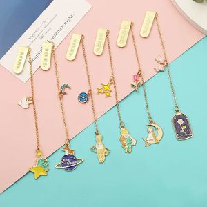 30 Pcslot Kawaii Little Prince Book Marks for Book Cartoon Metal Pendant Binder Clips Letter Paper Clip Office School Supplies 240314