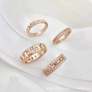 Designer tiffay and co Double T Hollow Sky Star Ring 925 Sterling Silver Plated 18k Gold Classic Wide Narrow Edition Couple IKRY