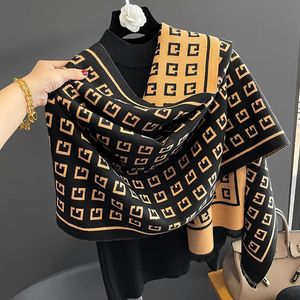 Thick Warm Winter Scarf Design Print Women Cashmere Pashmina Shawl Lady Wrap Tassel Scarves Knitted Men Foulard Blanket 240304