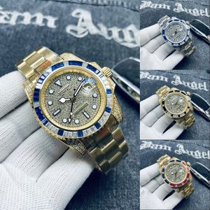 Zegarki modowe Diamenty otoczone Złotą złoto Pleceniowe zegarki pełne zegarki ze stali nierdzewnej Wysokiej jakości kalendarz zegara moissanite zegarek bezpłatna wysyłka SB071 C4
