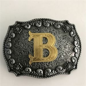 1 PCS Gold Letter Letter Buckle Hebillas Cinturon Men's Western Cowboy Metal Belt Buckle Fit 4cm Wide Belts264s