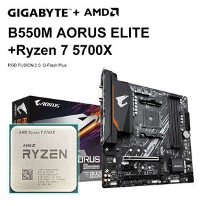 GIGABYTE B550M AORUS ELITE Motherboard-Set + AMD Ryzen 7 5700X R7 5700X CPU-Prozessor DDR4 128 GB Sockel AM4 M.2 SATA 4000 (OC) MHz