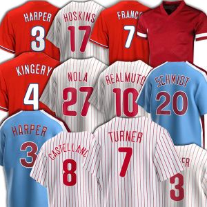 50 Orion Kerkering Camisa de beisebol Trea Turner Nick Castellanos Zack Wheeler Seranthony Dominguez Brandon Marsh J.T.Realmuto Alec Bohm José Alvarado