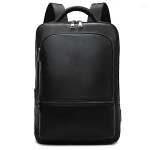 Rucksack 2024 Business Männer Erste Schicht Rindsleder männer Tasche Echtes Leder Schultasche Große 15,6 Zoll Laptop Reise