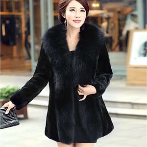 Genuine Collar Mink Fur+ Fur For Women, 2023 Haining Winter Mid Length Patchwork Coat 7349