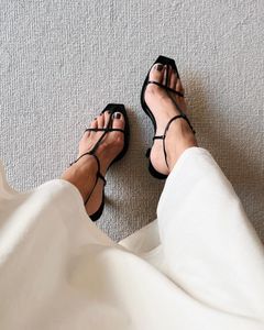 The Row Designer Shoes Slingback Sandals أصلية كعب جلدي 9.5 سم مضخات عالية الكعب نسائي فاخر العلامة التجارية أحذية المصنع