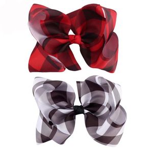 6インチJojo Bow Christmas Hairpin Baby Girls Plaid Ribbon Hair Bows with Clips Barrettes Kids Boutique Hair Clip Children HairC5526045