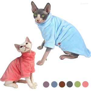 Trajes de gato inverno quente coral veludo roupas sem pêlos gatinho camisola de gola alta para cães pequenos e médios casaco maine-coon teddy roupas