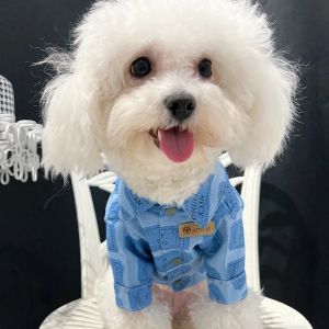 Jackets Pet Denim Shirt Large Dog Golden Retrieve Giant Poodel Samoyed Puppy Clothing Teddy Frise Pomeranian Coats Jackets