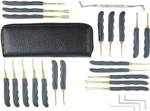 GOSO 24 Piece Lock Pick Tools Set Lock Picking Tools Unlocking Lockpicks Tools Car Lock Opener Locksmith Tools with Leather Case1203966