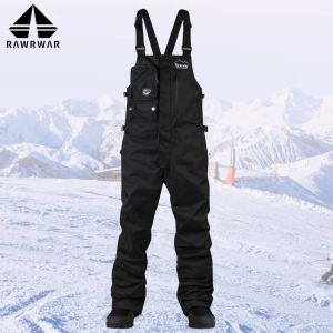 Pantaloni pettorali da sci da uomo e da donna, pantaloni da neve invernali, spallacci elevati elastici, antivento, impermeabili, traspiranti e caldi