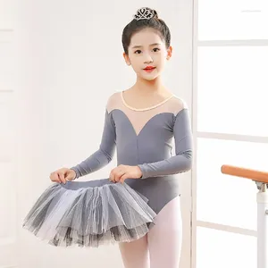 Sahne Giyim Sonbahar Kids Ballet Tutu etek takım elbise kızlar dans kostümü uzun kollu jimnastik kıyafetleri jimnastik mayo eğitimi günlük