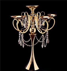 Candelabro alto de metal com 5 braços, candelabro votivo dourado, suporte de vela, mesa de casamento, decorações, suprimentos9826367