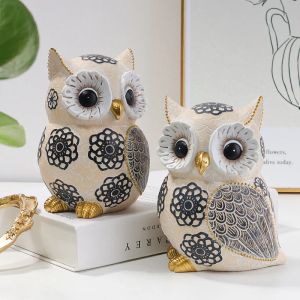 Miniatures Nordic Owl Resin Statue, Living Room Entrance, Office, Bedroom, Desktop Miniature Decorations, Modern Home Crafts, Gift