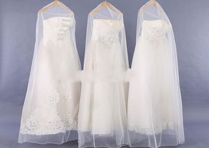 50 pezzi di alta qualità trasparente abito da sposa copertura antipolvere morbido tulle porta abiti abito da sposa borsa in filato netto 160 cm 180 cm2215704