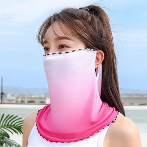 Scarves Anti-UV Face Gini Mask Outdoor Gradient Sun Protection Driving Silk Summer Sunscreen Women Neckline