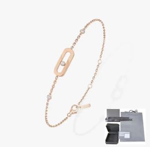 Senior Designer Bracciale con ciondoli in argento sterling 925 Moda di lusso Serie M 3 Diamanti Bracciale liscio Gioielli Confezione regalo classica Coppia MOVE ClassIQUE da donna