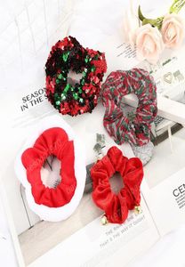 Julflickor Hår Scrunchy Ring Elastic Xmas Hair Bands Sequin Red Plaid TibreTine Sports Dance Scrunchie Soft Hairband6572277