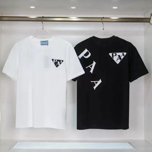 P-RA Designer T-Shirt Fashion Tees Casual Men's Thirts Thirts زوجين من العلامات التجارية القمصان للسيدات القصير القطن القطن القطن Tops Tees Tees Tees Tees Tees Tees Tees Tees Tees Tees