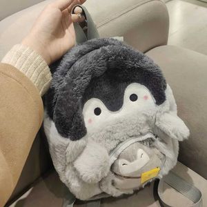 Zaini 2023 Nuova Borsa da donna in velluto Pinguino Cartone animato Zaino Borsa per bambola di peluche Mini Borsa per libri carina Borsa casual versatile Regalo Mini PinguiniL2403