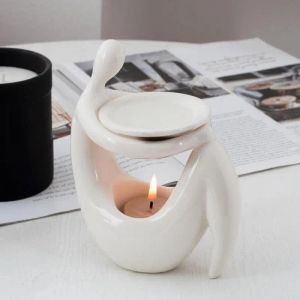 Burners Aroma Burner Candle Tealight Holder Human Body Shape Ceramic Oil Diffuser Wax Melt Essential Oil Burner Fragrance Bedroom Decor