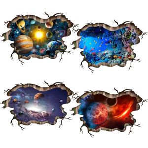 Stickers 3D Cosmic Galaxy And The Underwater World Wallpaper Self Adhesive Poster PVC Mural Art Wall Stickers For Kids Rooms Decoration