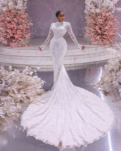 Abiti da sposa vintage a sirena in pizzo con applicazioni maniche lunghe abiti da sposa musulmani bottoni abito da sposa abiti da sposa