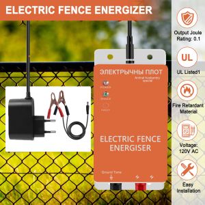 Gates 10KM Electronic Pulse Fence Energizer 5 Mile Controller for Animals Dogs Livestock Pasture Poultry 0.3 Joules Electric Shepherd