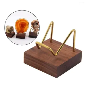 Decorative Plates Metal Arm Home Decoraition For Crystal Minerals Display Holder Mineral Stand Rack Wood Support Base