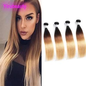 Перуанские человеческие волосы 1B 4 27 Ombre Virgin Hair Silky Straight 1b 4 27 Двойные утки 4 пучка Прямые дешевые Whole6574481