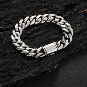 Hip Hop Flip Buckle Stainless Cuban Trendy Brand Personalized Round Ground Encrypted Titanium Steel Men's Bracelet