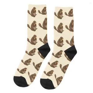 Herrensocken Kawaii Happy Retro Murmeltier Tier Street Style Neuheit Crew Socke Geschenk Muster gedruckt
