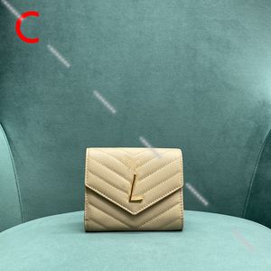 Triple Fold Wallet Designer Purse Calfskin Short Card Bag 10a Mirror Mass 12,5 cm Flap Bag Plånbok med Box LY124