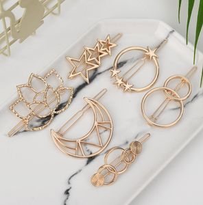 2020 Fashion Woman Hair Accessories Triangle Hair Clip Pin Metal Geometric Eloy Hairband Moon Circle Hairprip Barrette Girls Hold3431402