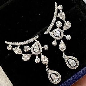 Brincos personalizados sólidos 10k ouro branco feminino gota de água moissanite diamantes casamento noivado aniversário