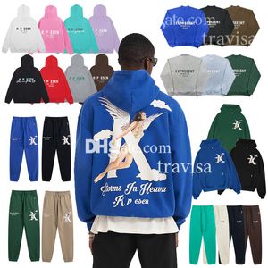 Högkvalitativ brev representhoodie sweatshirt män amerikansk high street dimma män kvinnor par lös hoodie bomull tryckt vadderad casual sweatshirt långa byxor