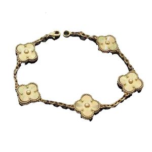 Designer Link Chain Armband Four-Leaf Cleef Clover Womens Fashion Gold Armelets smycken U6 1332V