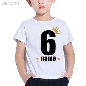 T-Shirts Çocuklar T-Shirt Kişiselleştirilmiş Doğum Günü Numarası Adı Taç Erkekler Tişört Kız Giysisi Doğum Günü Partisi Gömlek Çocuk Tees Bebek Giysileri LDD240314