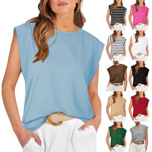 LU 2024 Women's Summer Tunic Top Short Sleeve Casual T shirts Pleated Loose Women's Blouses And Shirts